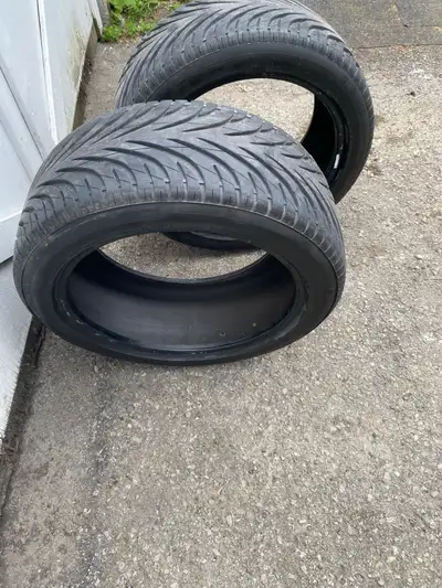Offering a pair of used 245/45 ZR18 tires, perfect for your ride. These tires are in good condition...
