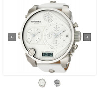 DIESEL MEN'S  OVERSIZED MR. DADDY WHITE WATCH