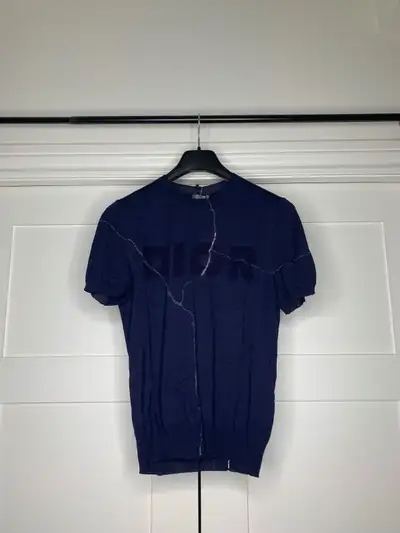 Dior x Daniel Arsham Cracked Logo Navy Short Sleeve Knit, View more