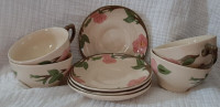 Vintage Franciscan Desert Rose 4 cups and saucers