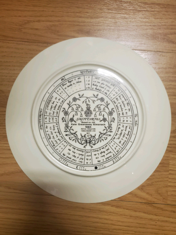Vintage Royal Doulton Kate Greenaway Almanack Zodiac Plate, 1977 in Arts & Collectibles in City of Toronto - Image 2