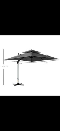 10' x 10' Cantilever Patio Umbrella, Double Top Square Offset Um