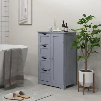 Grey Storage Cabinet with 4 drawers and one door, Floor Cabinet , View more