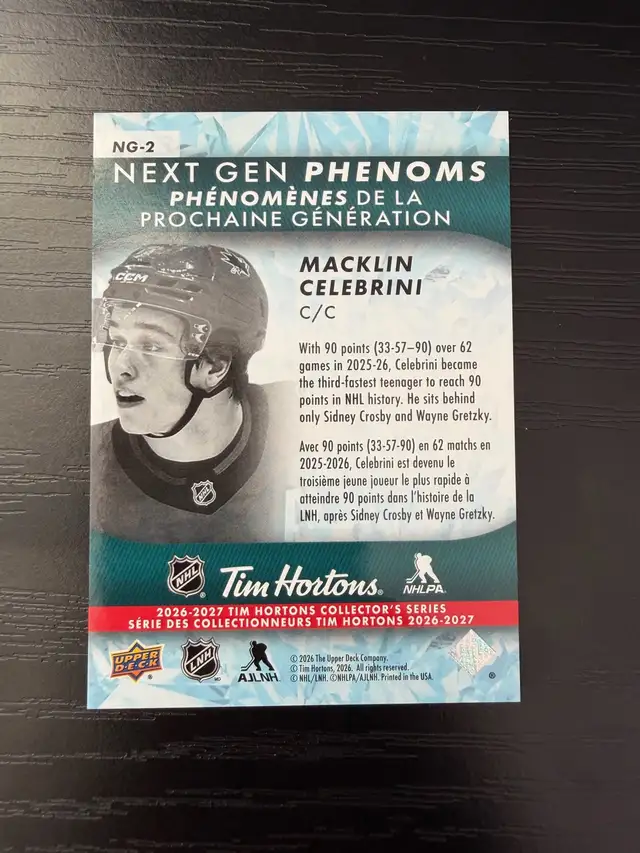 Macklin Celebrini Next Gen Phenoms NG-2 - 26/27 Tim Hortons UD | Arts ...