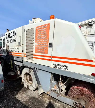 Selling our 2002 tenant centurion mechanical sweeper mounted on a gmc t7500 chassis Was a good unit....