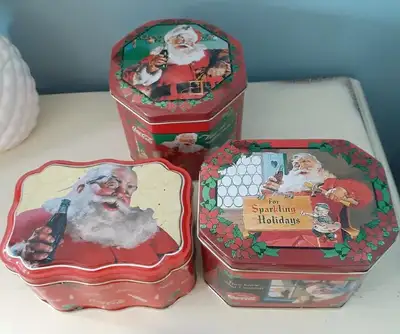 Vintage Coca Cola Coke holiday Christmas Santa Claus Tins metal, View more