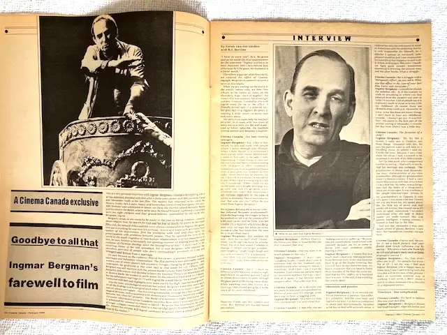Rare Cinema Canada Magazine 104 February 1984, Ingmar Bergman63005668094337122