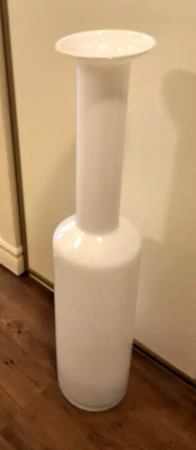 TALL WHITE GLASS VASE, View more