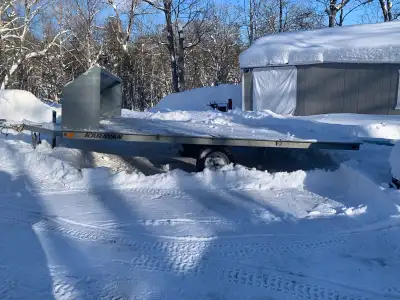 2020 Karavan galvanized sled/atv trailer with tilt Length is 148” width is 101” the shield is 30” ta...