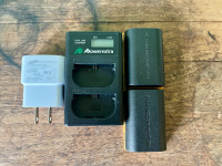 2 Canon LP-E6 Batteries with Charger USB