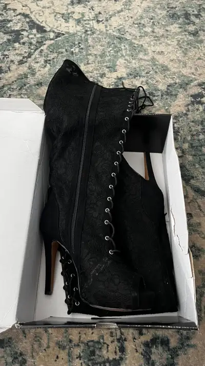 womens lace hightop heel boots, View more