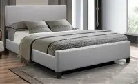 Carlson Single Bed Grey Leather