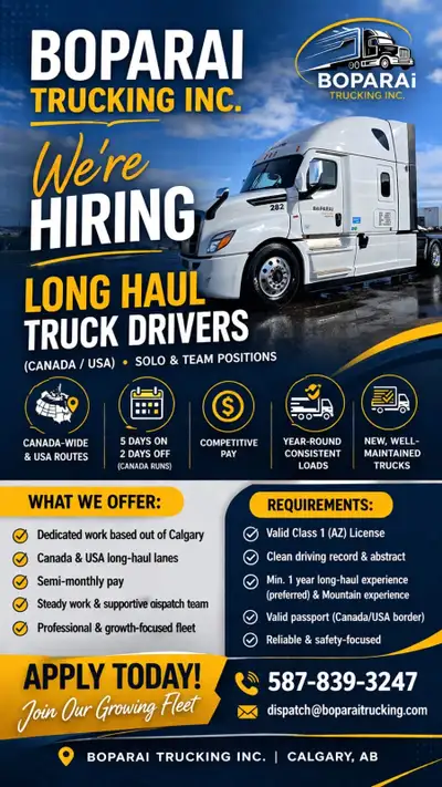 Class 1 driver local,Regional & Highway, View more