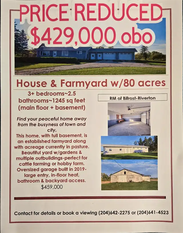 80 acres land with 3 BR bungalow