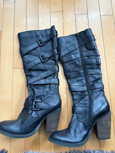  Women’s black leather boots, View more