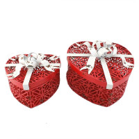 Christmas Hearts In Red & White Metal Boxes