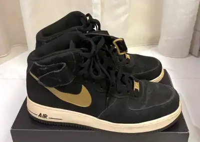 Nike Air Force 1 One Mid – Black/Gold ⎮ Mens 9 US, View more