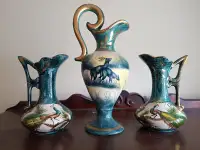 3 Blue Vases/Pitchers