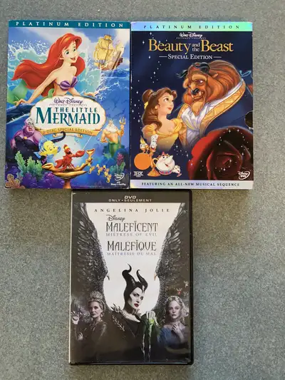 Disney DVDs EUC The Little Mermaid Beauty and Beast Maleficent 2, View more