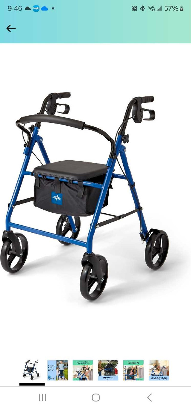Medline Basic Steel Rollator with 8-Inch Wheels, Blue in Health & Special Needs in Mississauga / Peel Region