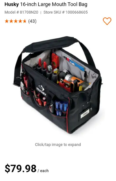 Husky 16-inch Large Mouth Tool Bag, View more