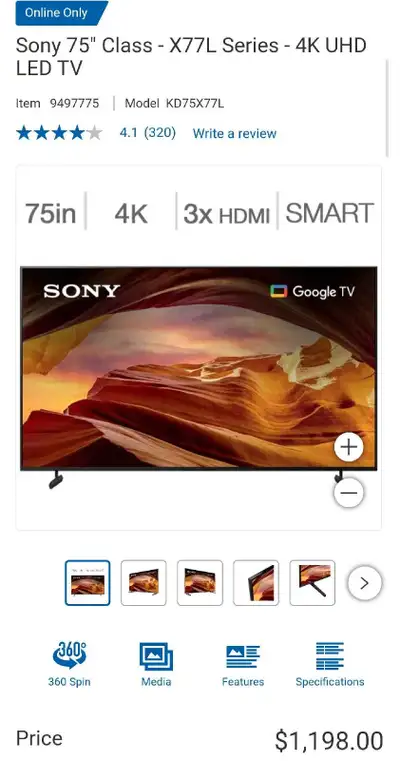 2023 -- 75 inch SONY SMART TV ON SALE!Sony 75" 4K UHD HDR LED, View more
