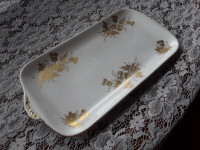 BONE CHINA OBLONG PLATE - HAMMERSLEY - GOLD THISTLES