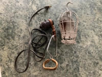 Trouble Shooting Light, Vintage clamp on light, Metal cage