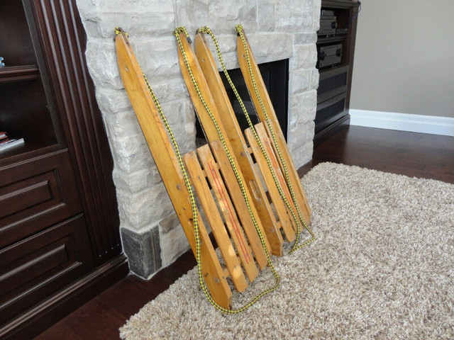 Pair of Unique Vintage Solid Wood Sleigh Sleds w/ Steel Runners in Arts & Collectibles in Kitchener / Waterloo
