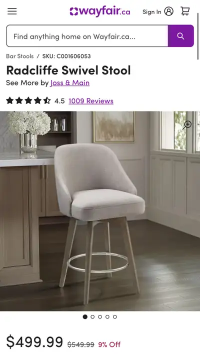 Radcliffe Swivel Stool, View more
