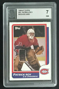 Carte de hockey 1986-87 Patrick Roy Topps rookie Gradé ACA 7