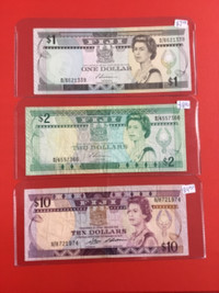 $1 $2 and $10   Fiji Banknotes