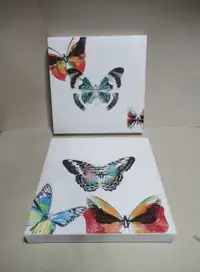 Décoration: 2 toiles de papillons  11.5 po.  carré.
