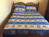 Couvre-lit de l’Inde 54x80 pouces et 2 couvre-oreillers