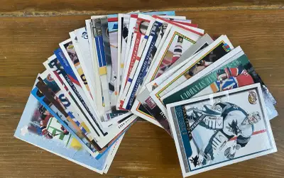 Collectors hockey cards from different brands such as Upper Deck, Pinnacle and Bowman. They are all...