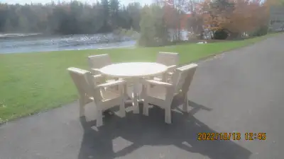 (CEDAR) These chairs are more suited for decks and patios. You can get the round table $365 (for fou...