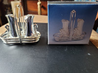 Silver Plate Swan Salt and Pepper Set with Basket (EACH SET)