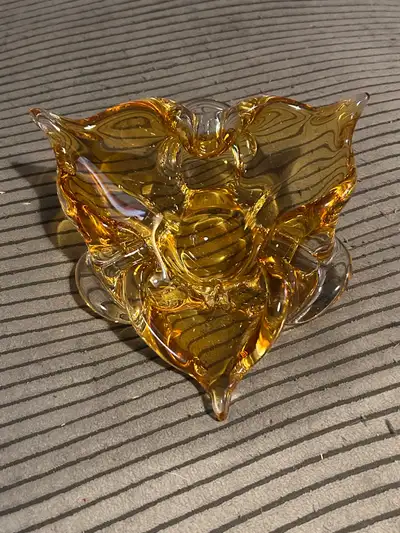 Amber Art Glass Candy Dish, View more