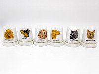 6 Porcelain Dog Thimble Set Instant Vintage Collection