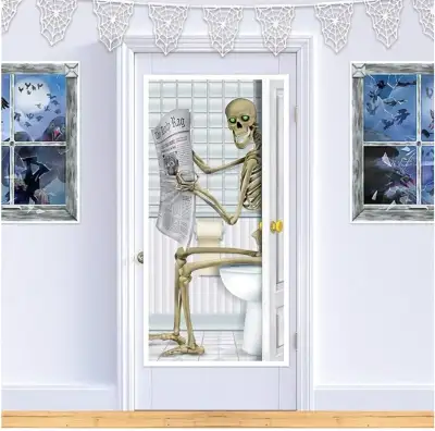 Halloween Skeleton Restroom Door Cover 30 in x 5 ft, View more