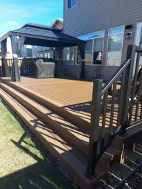 Deck, fence,  paving stone, retaining wall, side walk way concr