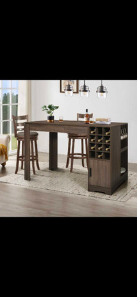 NEW- Multifunctional Bar Wine Bottle Dining Table with Storage