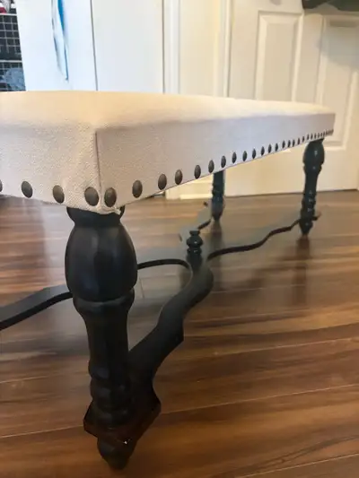  Linen Stretcher Bench – Espresso Finish, Brass Tacks , View more