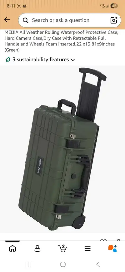 New MEIJIA All Weather Rolling Waterproof Protective Case, Hard Camera Case,Dry Case with Retractabl...