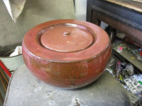 1980s GREEN EARTH LARGE POTTERY BOWL & LID $15 YARD DECOR