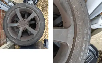 225/45R17 91H M+S, Pirelli all season tires - 2 are in really good condition, 2 are worn on the outs...