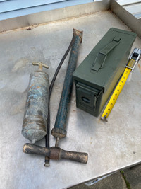 military mb gpw CJ2A jeep ammo box fire extinguisher tire pump