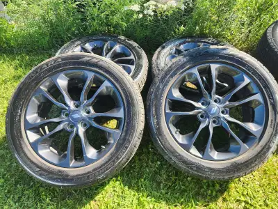 4x OEM 20" Dodge Durango R/T wheels 5x127 All season tires size 275/50/ZR20 Gunmetal grey finish lik...