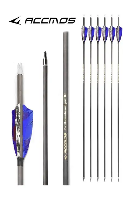 6 pc 31”Carbon 500 spline feather arrows ( NEW) $40, View more