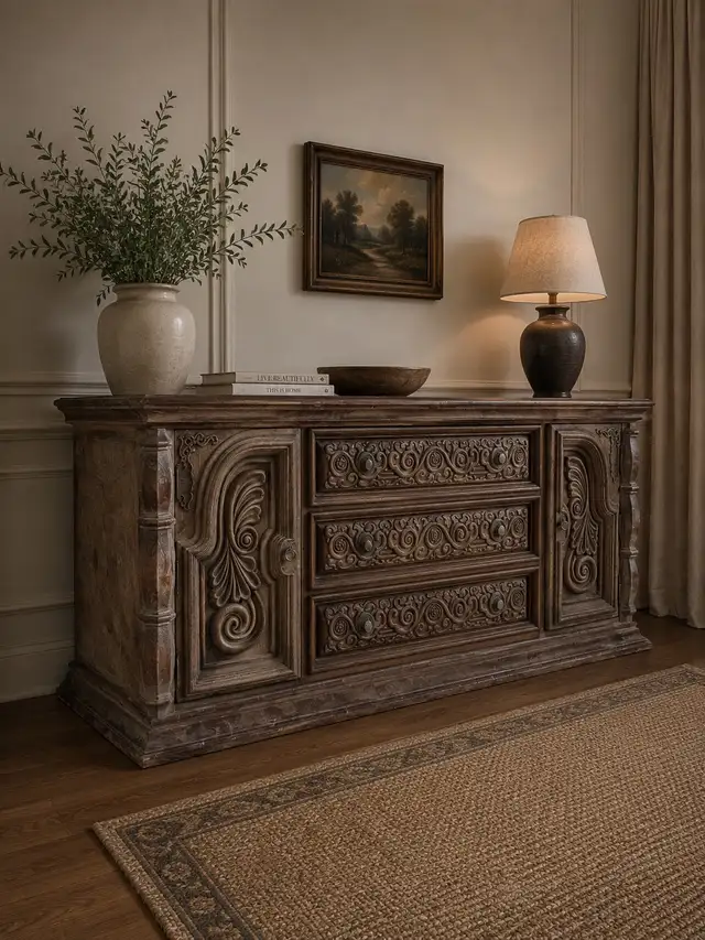 Free Delivery! Solid Wood Carved Credenza Buffet in Hutches & Display Cabinets in Oshawa / Durham Region - Image 2